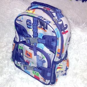 Pottery Barn kids backpack robot/alien print euc